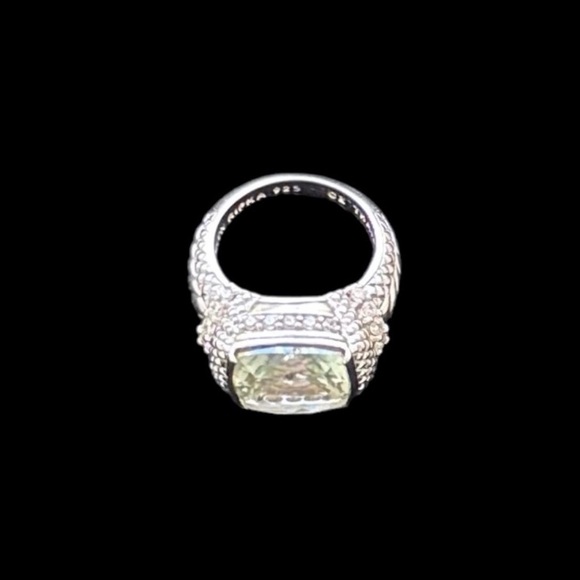 Judith Ripka Mint Green Quartz Diamonique Diamond Sterling Silver Ring Size 6 - Picture 4 of 9